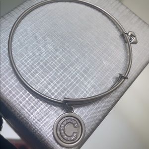 Sterling silver Charm Memories bangle bracelet with C charm